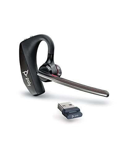 Poly Voyager 5200 UC Wireless Headset & Charging Case (Plantronics) - Single-Ear Headset w/Noise-Canceling Mic - Connect Mobile/Mac/PC via Bluetooth - Works w/Teams, Zoom - Amazon Exclusive