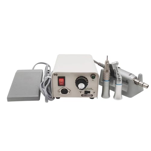 35k Rpm Micromotor, Pedal Mode Micro Motor, 90 108E Short Handle with Straight and Curved Double Heads, Lab Equipment for Lab,Jewelry,Ceramics,Silicone,Glasswork,Woodcarving, Artware