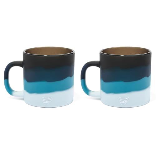 Silipint: Coffee Mug 16oz: 2 Pack - Moon Beam - Silicone Handled Unbreakable Cups, Hot/Cold Drinks, Dishwasher-Microwave-Freezer-Oven Safe