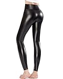 Ginasy Faux Leather Leggings Pants Stretchy High Waisted Tights for Women (Black, Medium)