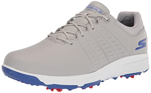 Skechers Men's Go Torque Pro Waterproof Golf Shoe Sneaker, Gray/Blue Sole, 10.5