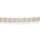 Gem Stone King 4.00 Cttw Solid 10K Yellow Gold Round White Moissanite Tennis Bracelet | Gold Bracelet For Women | Available in 6.5, 7, 7.5 Inches