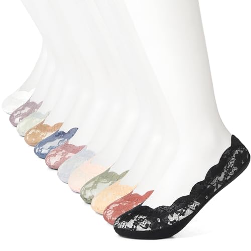 Jsimmotd Women’s No Show Socks,Comfortable Low Cut Socks,Lace Breathable Invisible And Sexy Cute Socks（Black/White/Pink/Purple/Light green/Green/Red/Cameo brown/Blue/Grey/Dark skin/Light beige）