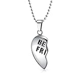 Bling Jewelry Break Apart 2PC Gift for BFF Best Friend Puzzle Heart Pendant Necklace for Women for Teen Silver Tone Stainless Steel