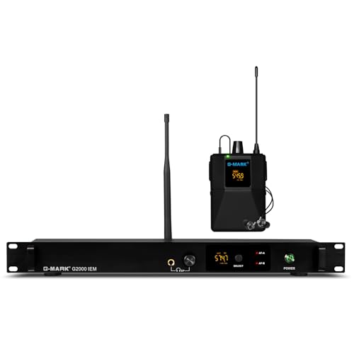 G-MARK G2000 IEM UHF In Ear Monitor System 1 Channel Wireless Stage Return with in Earphone Selectable Frequency for DJ Stage Studio Band Performance Music Monitoring
