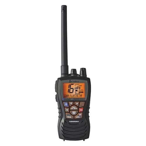 Cobra MR HH500 FLT BT Handheld Floating VHF Marine Radio – 6 Watt, Bluetooth, Submersible, Noise Cancelling Mic, Backlit LCD Display, Floating and Waterproof Design (IP67 rating), Memory Scan, Black