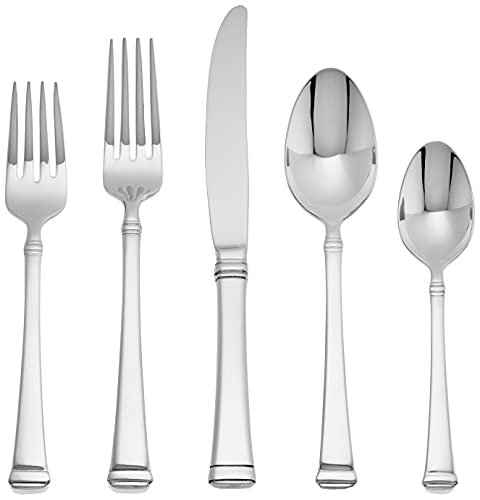 Mikasa Harmony 45-piece silverware set, 18/10 stainless steel cutlery set for 8, includes 5-piece serving utensils set