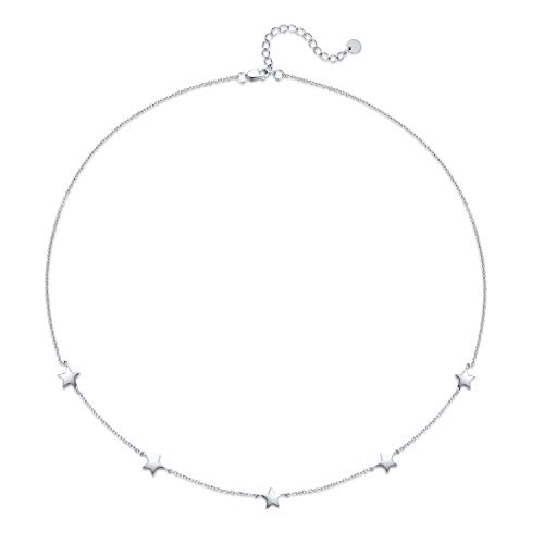 SOULMEET 16'' to 18'' Sterling Silver Star Choker Necklace for Women