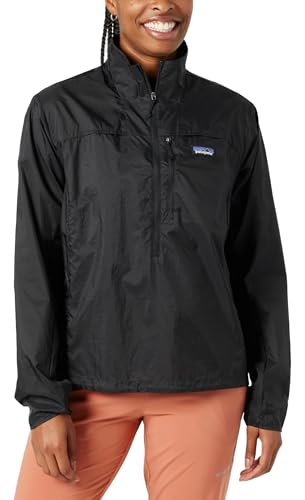 Patagonia Women's Houdini Stash 1/2-Zip Nylon Pullover Lightweight Wind Shell Jacket (US, Alpha, Small, Regular, Regular, Black)