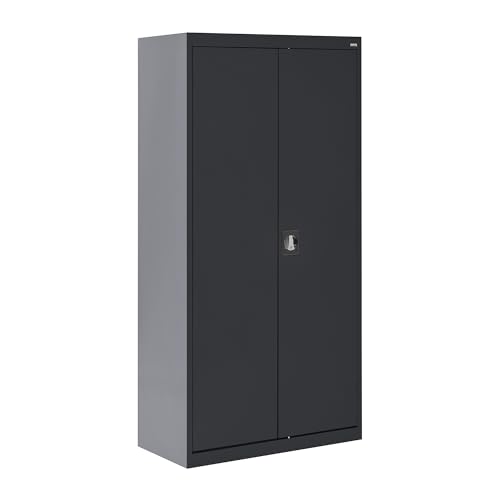Sandusky EA4R362472-09 Wielded Steel Elite Storage Cabinet with Adjustable Shelves, Locking Handle, 24"D x 36"W x 72"H, Black