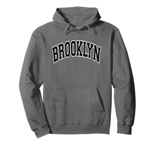 Brooklyn Arched Black Text Pullover Hoodie