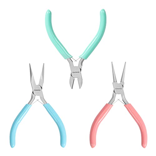 WORKPRO Jewelry Tool Kit - 3 Pack Includes Mini Needle Nose Pliers, Round Nose Pliers, Wire Cutter