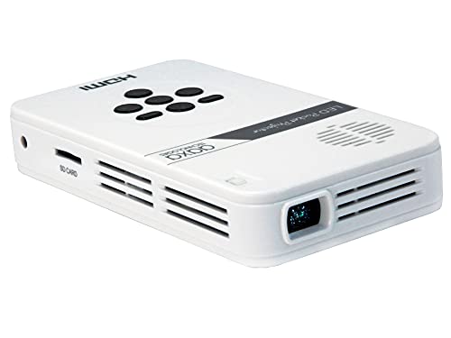 AAXA Technologies KP-101-01 AAXA LED Pico Micro Video Projector - Pocket Size Portable Mobile Mini Projector with mini-HDMI, built-in Media Player & Speakers, 3.5mm Aux Out, Micro SD/USB readers and 80 Min Lithium-Ion Battery