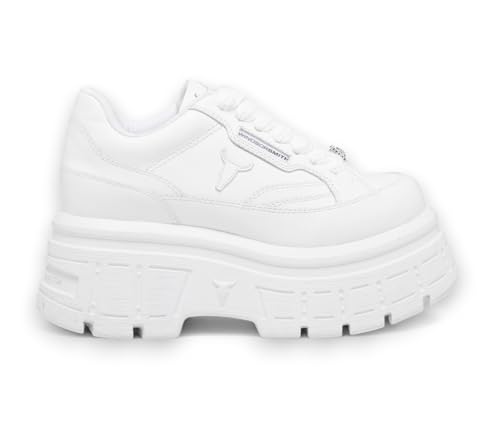 Windsor Smith Womens White Chunky Leather Platform Trainers Sneakers - Swerve