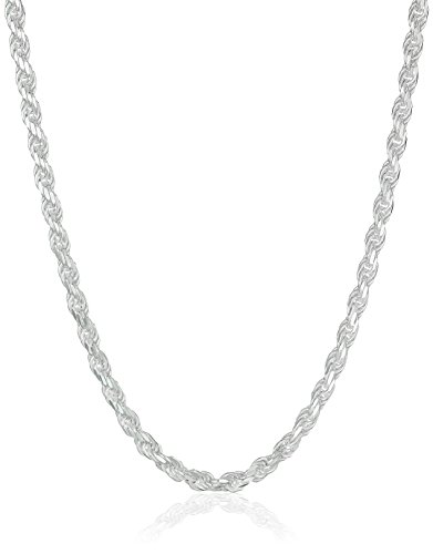 Amazon Essentials Sterling Silver Diamond Cut Rope Chain Necklace, 18" (previously Amazon Collection)