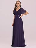 Ever-Pretty Women's Floor Length Long Chiffon Summer Evening Party Dress Purple US22