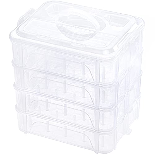 New brothread 4 Layers Stackable Clear Storage Box/Organizer for Holding 80 Spools Home Embroidery & Sewing Thread (Spool Size Requirement: Height≤2.2"/5.6CM; Width≤1.69"/4.3CM)