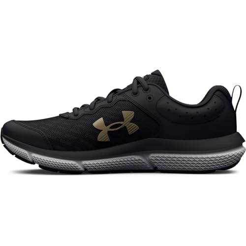 Under Armour Girls Grade School Assert 10 Running Shoe, (001) Black/Black/Metallic Gold, 3.5 Big Kid US