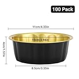 Beasea Disposable Baking Ramekins, 8 oz 100 Pack 3.9" 235ml Aluminum Foil Cups Bake Utility Ramekin Cup Souffle Cup Muffin Cupcake Baking Cup Mini Pudding Cups for Party Wedding Birthday - Black Gold