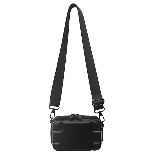 Fashion Crossbody Square Bag Soft Leather Small Box Bag Shoulder Messenger Bags for Men and Women (Black)