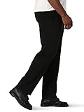 Lee Men's Big & Tall Extreme Motion Flat Front Regular Straight Pant Black 54W x 28L