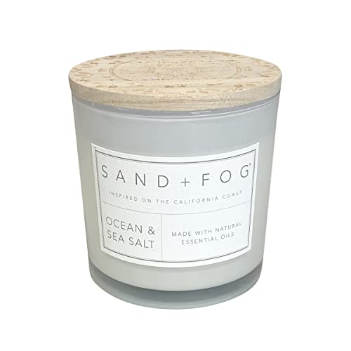 Sand + Fog Scented Candles - Ocean & Sea Salt - Additional Scents and Sizes - 3 Wicks 100% Cotton Lead-Free - Luxury Air Freshening Jar Candles - Perfect Home Decor - 21 oz