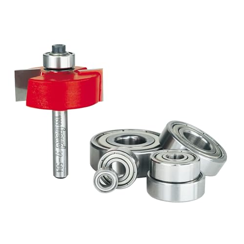 Freud Rabbeting Bit Set with Bearings - Ideal for Joinery, Furniture & Cabinet Making, Carpentry - 1/4" Shank, 16,000 Max RPM - 32-504