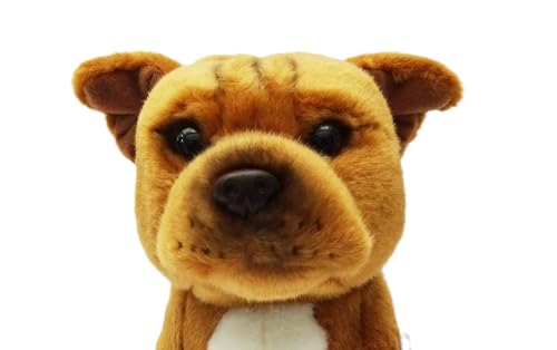 Red Staffordshire Bull Terrier Plush Toy Dog Plushie Can Be Personalized & Customized With An Engraved Tag, Collar and Stunning Gift Wrap