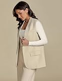 luvamia Sleeveless Dressy Vest for Women Jacket Blazer Vest Top for Women Dress Suits for Women Beige Blazer Casual Chalecos De Mujer De Vestir Size Medium Size 8 10