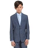 Calvin Klein Boys' Blazer Suit Jacket, 2-button Single Breasted Closure, Buttoned Cuffs & Front Flap Pockets, Blue Weave, 12