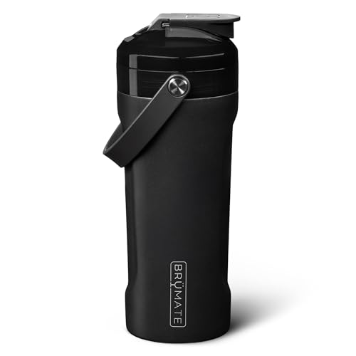 BrüMate MultiShaker Blender Shaker Bottle | 100% Leakproof Insulated Stainless Steel | Pre Workout and Protein Shaker Bottle for the Gym | 26oz (Matte Black)