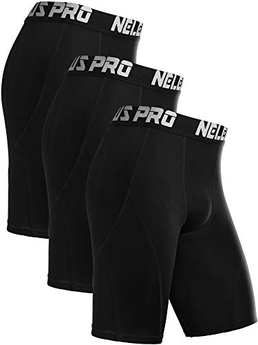 NELEUS Men's 3 Pack Sport Running Compression Shorts,6012,Black,3XL