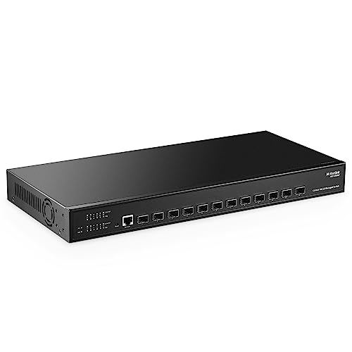 MokerLink 12 Port 10Gbps SFP+ Managed Switch, Support 1G SFP and 10G SFP+, 240Gbps Bandwidth L3 Managed Fiber Switch