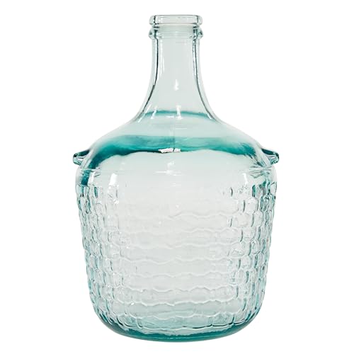 Deco 79 Recycled Glass Handmade Decorative Vase Spanish Bottle Centerpiece Vase with Bubble Texture, Flower Vase for Home Decoration 8" x 8" x 12", Clear