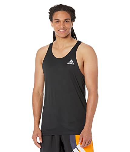 adidas Men's Own The Run Singlet, Black/Reflective Silver, Large