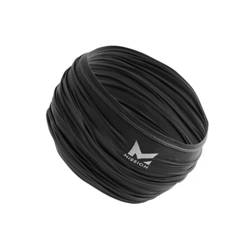MISSION Black Cooling UPF Multi-Use Neck Gaiter - Men’s and Women’s Buff for Working, Running & Sports - Sweat & Water Activated Technology
