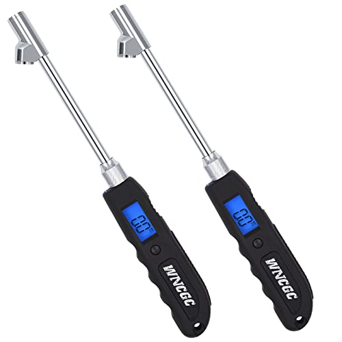 WNCGC 2 Pack Digital Tire Pressure Gauge, 230 PSI 4 Models Heavy Duty Dual Head Stainless Steel Air Pressure Gauge with Larger Backlit LCD Display and Flashlight