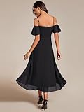 Ever-Pretty Women's Sexy Off Shoulder Prom Ruffle Sleeve Spaghetti Straps A Line High Low Semi Formal Dresses Black US8