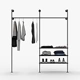 pamo industrial pipe clothing rack - IDA - clothes rack for wardrobe, bedroom and as walk-in closet system. Sturdy clothing racks for hanging clothes I wall mounted heavy duty clothes rack