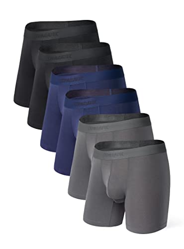 Separatec Mens Underwear with Pouch Moisture Wicking Rayon Made From Bamboo Underwear Men Breathable Boxer Briefs 3 or 6 Pack(S, Assorted Colors)