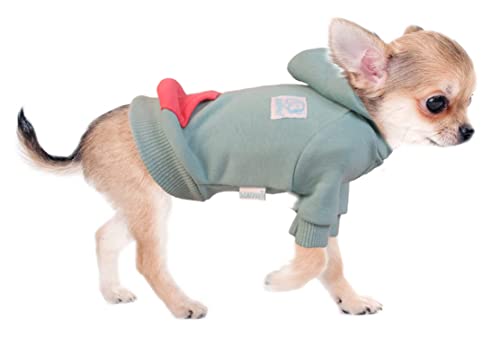 Upgraded Green SZAT PRO Teacup Dog Hoodies, 100% Cotton Puppy Clothes for Small Dogs and Cats, Chihuahua Clothes Pullover Sweaters for Dog Boys and Girls XXX-Small