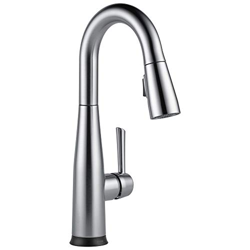 Delta Faucet Essa Touch Bar Faucet Brushed Nickel, Bar Sink Faucet Single Hole, Wet Bar Faucets with Pull Down Sprayer, Prep Sink Faucet, Delta Touch2O Technology, Arctic Stainless 9913T-AR-DST