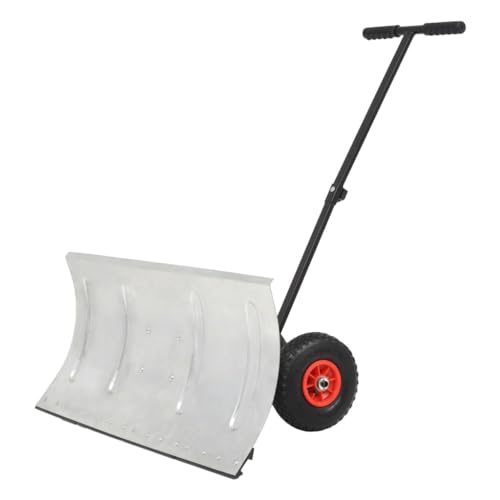 SHARK SHIP Clear Snow with Manual Snowplough, Adjustable Blade and Handle, Easy to Maneuver, 39.4" x 17.3", Black and Red