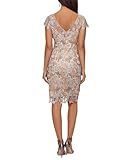 Xscape Short Sleeve Embroidered Lace Dress Rose Gold 6