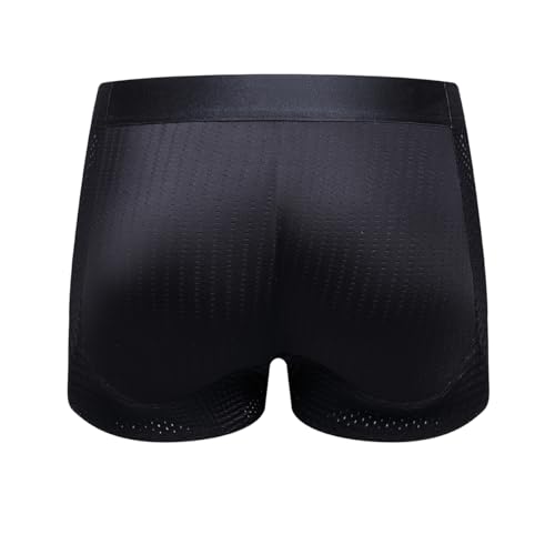 JOCKMAIL Mens Boxer Briefs Breathable Mens Padded Underwear Boxer with Hip Pad Mens Underwear Trunks (US, Alpha, Large, Regular, Regular, 467Black)