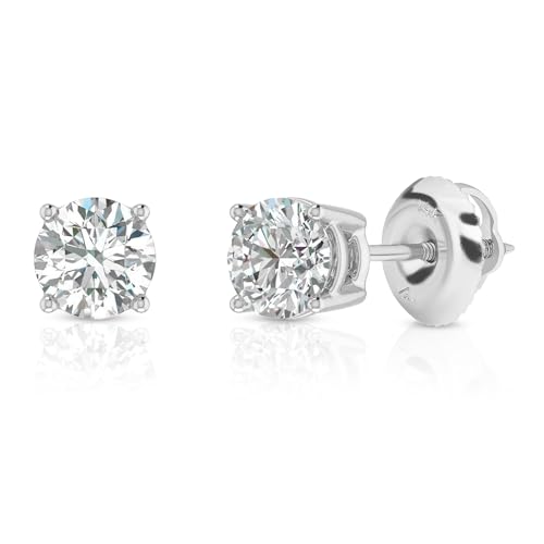 Amazon Essentials IGI Certified 0.5 Carat Solitaire Lab Grown Diamond Stud Earrings for Women in Solid White 14K Gold - 4 Prong Round Cut (G-H Color, VS1-VS2 Clarity)