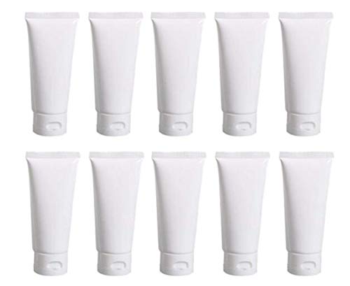 VASANA 20PCS 100ml/3.4oz Empty Refill White Plastic Cosmetic Lotion Tubes Bottles Shampoo Facial Cleanser Makeup Sample Soft Container Tube Bottle Vial Jar Pot Case with Flip Cap