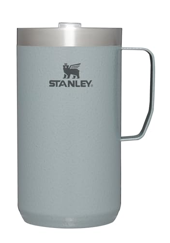 Stanley Stay-Hot Camp Mug 24 oz | Press Fit Drink Through Lid | Cup for Coffee, Tea and Drinks | Insulated Stainless Steel Coffee Mug | BPA-Free | Hammertone Silver