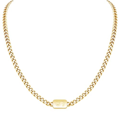 VNOX Gold Initial Necklace for Men - Stainless Steel Letter S Necklaces Name Necklace for Mens