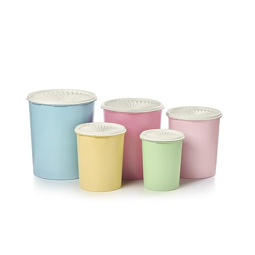 Tupperware Heritage Collection 10 Piece Nested Canister Set in Vintage Colors, Dishwasher Safe and BPA Free (5 Containers, 5 Lids)